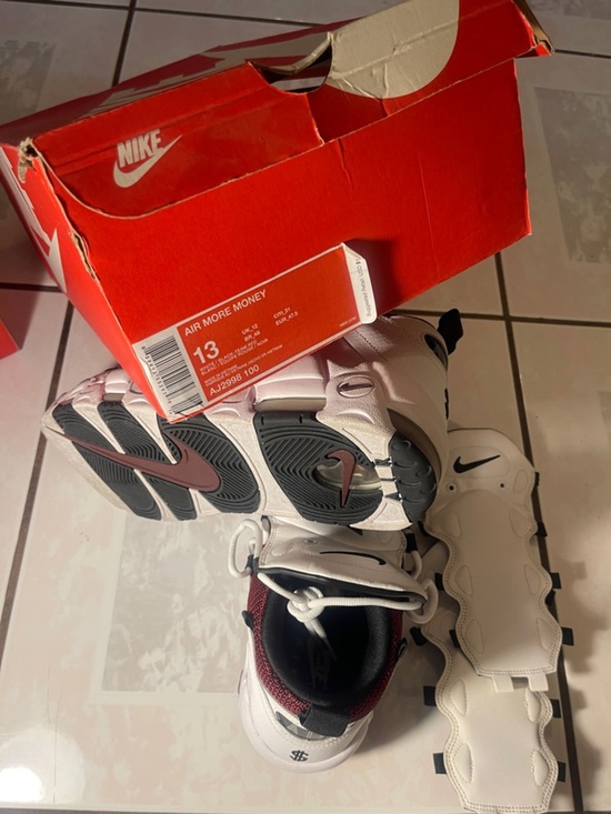 Nike White and Maroon Air Money Athletic Shoes. Size 13 with Box. main image 7